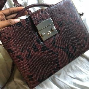 Burgundy snakeskin purse